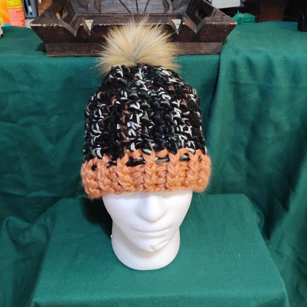 Handmade Crochet Women's Hat With Removable Pom Pom